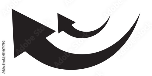 Long arrows icon. Long curved hand drawn arrow isolated.