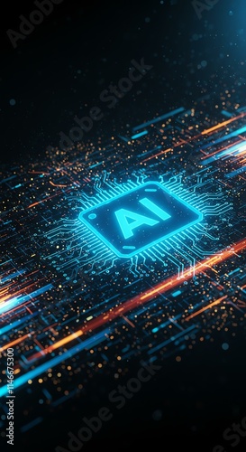 AI Chip Futuristic Technology Digital Innovation Circuit Board Artificial Intelligence Deep