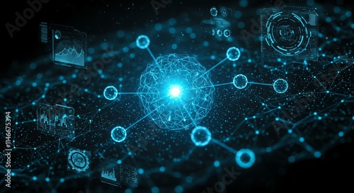 Global Network Data Analytics Digital Technology Futuristic Abstract Background
