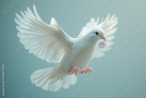 A white dove is flying in the air photo