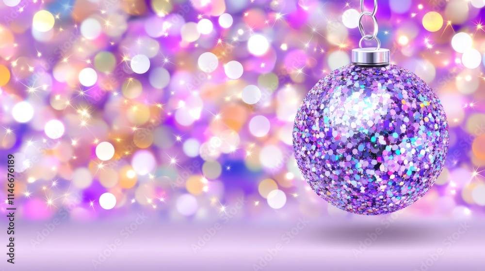 Sparkling Purple Christmas Ornament Festive Background Sparkling Purple Christmas Ornament Festive Background