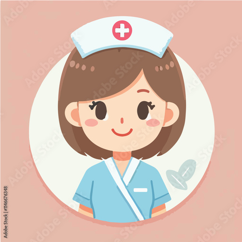 vector of smiling midwife character