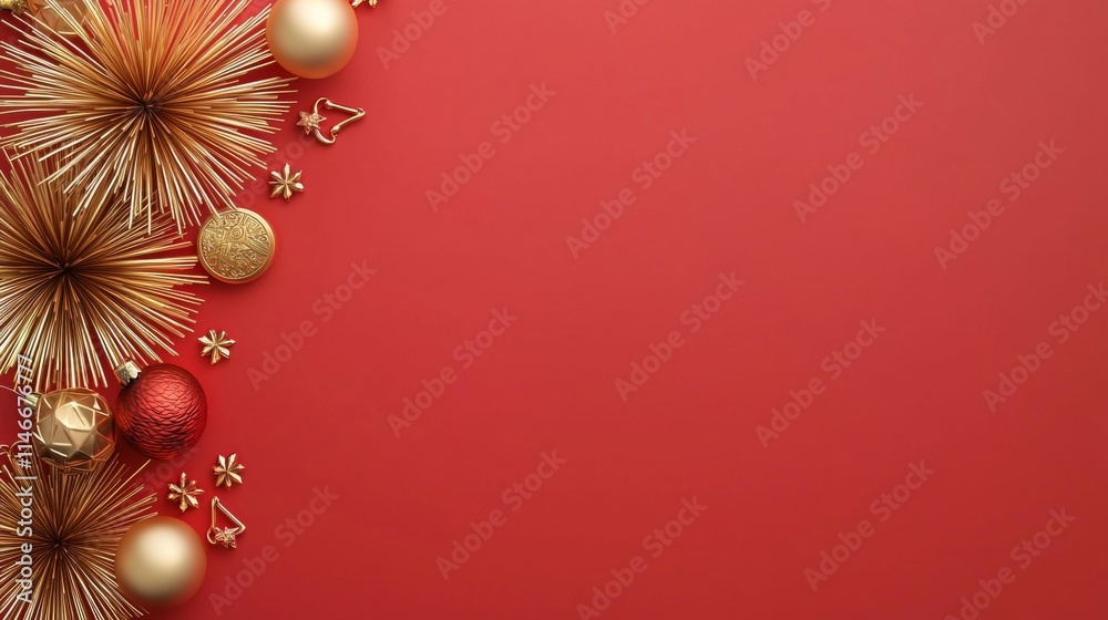 Festive Red Gold Christmas Ornament Banner Background Festive Red Gold Christmas Ornament Banner Background