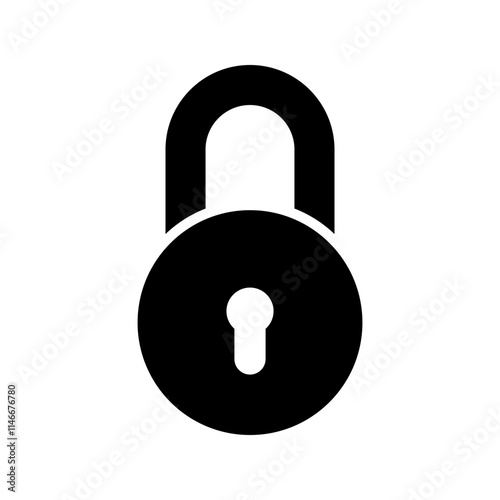 Lock silhouette icon. Padlock security isolated on white.