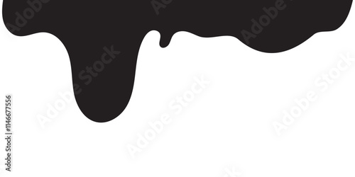 
Flow ink drops. Splash oil flowing and drip. Splatter and droplet of black liquid. Abstract stain and blob of paint - vector desin element. Illustration isolated on white background.