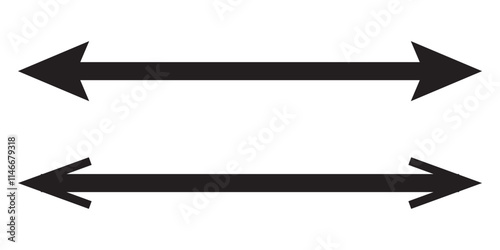
Long arrow vector icon. Black horizontal double arrow. Vector icon. 