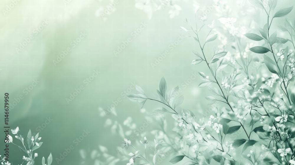 Fototapeta premium serene spring blossoms soft green floral background nature photo