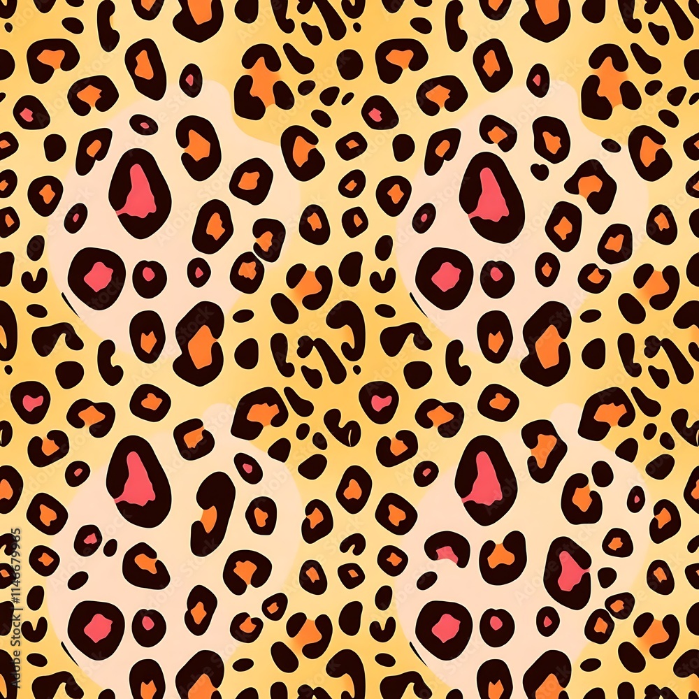 Fototapeta premium Vibrant Leopard Print: Seamless Pattern Design 