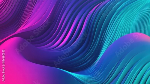 Wallpaper Mural abstract wavy lines background vibrant gradient colors 3d render Torontodigital.ca
