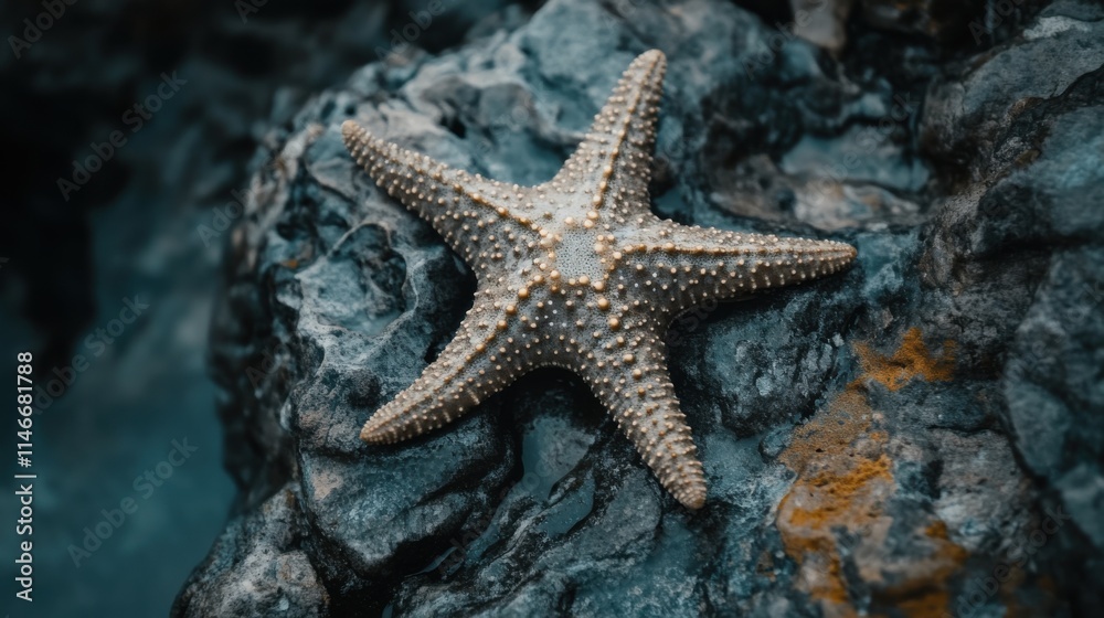 Seaside Starfish Resting on Rocky Shore Under Gentle Ocean Waves, Capturing the Beauty of Marine Life and Coastal Ecosystems in Natural Habitat Seaside Starfish Resting on Rocky Shore Under Gentle Ocean Waves, Capturing the Beauty of Marine Life and Coastal Ecosystems in Natural Habitat