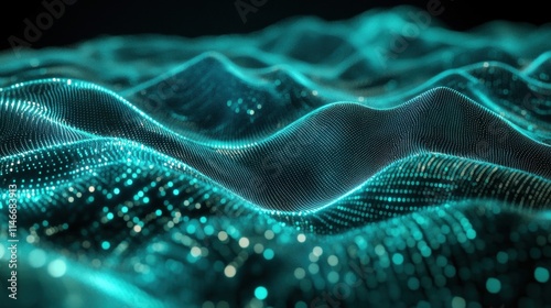 Wallpaper Mural abstract teal data wave background Torontodigital.ca