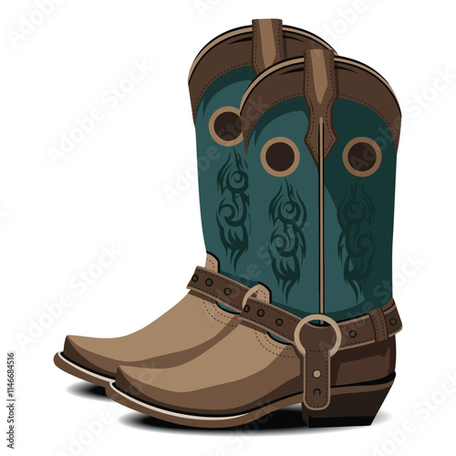 Cowboy boots vector art illustration