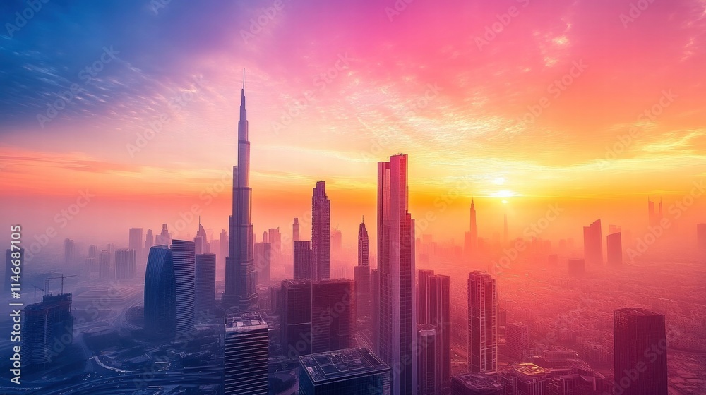 Fototapeta premium dubai skyline sunrise