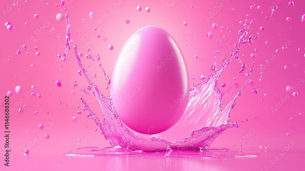 Vibrant easter egg splash with pink liquid for festive celebrations and creative designs Vibrant easter egg splash with pink liquid for festive celebrations and creative designs