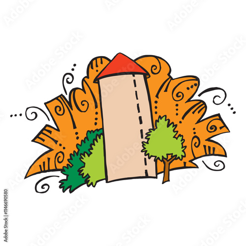 Countryside landscape isometric isolated compositions with farmhouse elevator haystack wind turbine design elements