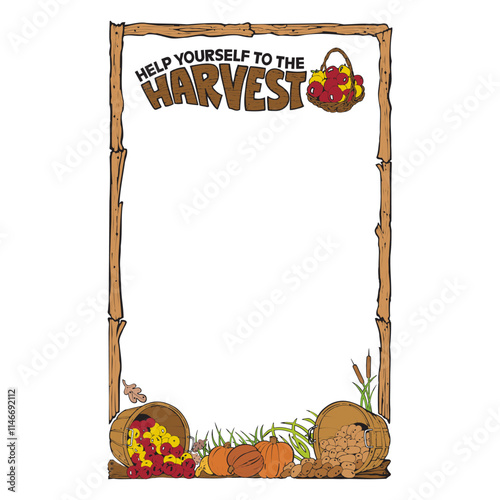 autumn frame, a lot of bright fallen leaves, ripe pumpkins and rowan berries in border with a empty center. colorful vector