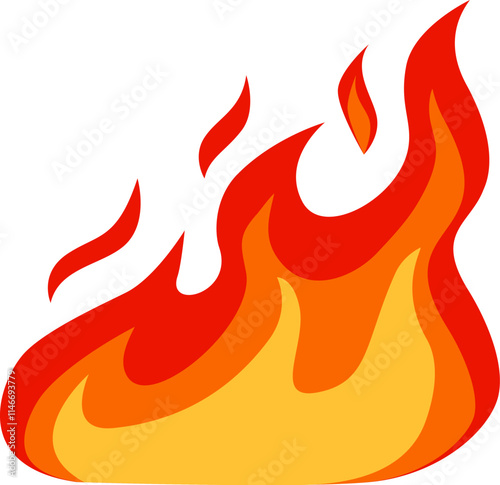 Cartoon flames rising from bottom of frame with orange and red gradient on white background, ideal for representing concepts related to fire, heat, energy, and passion