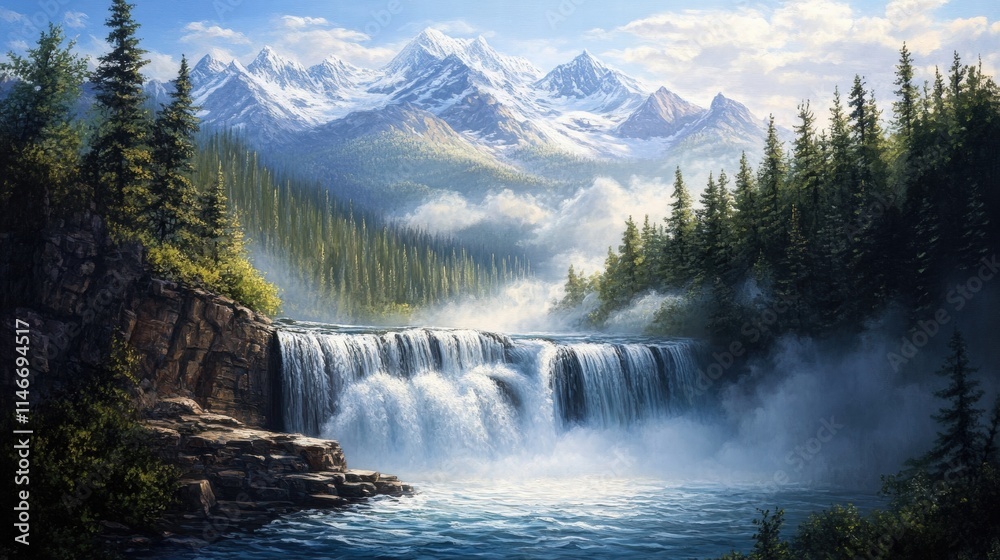 Fototapeta premium majestic waterfall in the mountains