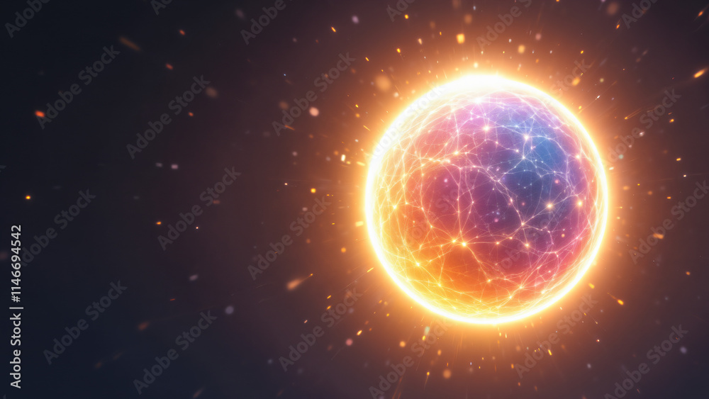 A vibrant, glowing sphere showcasing energy and light effects in various colors. A vibrant, glowing sphere showcasing energy and light effects in various colors.