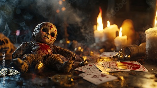 voodoo doll on magic table. photo