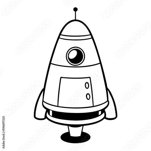 Space Capsule Line Art on White Background