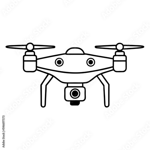 Autonomous Drone Line Art on White Background
