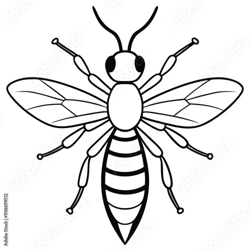 Mud Dauber insect flat vector illustration on white background