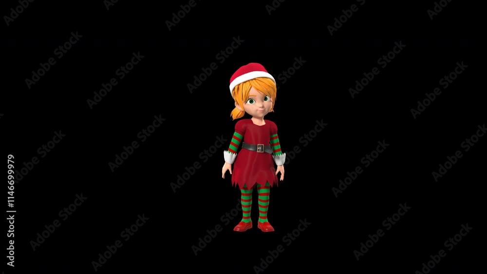 3D Animated Cartoon Elf Girl Showing Thumbs Up In Approval Or Acceptance Making Welcoming Gesture In Transparent Background. 3D Animated Cartoon Elf Girl Showing Thumbs Up In Approval Or Acceptance Making Welcoming Gesture In Transparent Background.