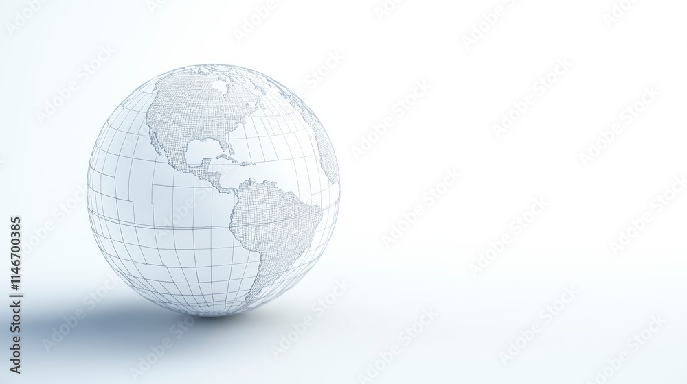 A minimalistic globe representation emphasizing the Americas, set against a light background, symbolizing global connectivity. A minimalistic globe representation emphasizing the Americas, set against a light background, symbolizing global connectivity.