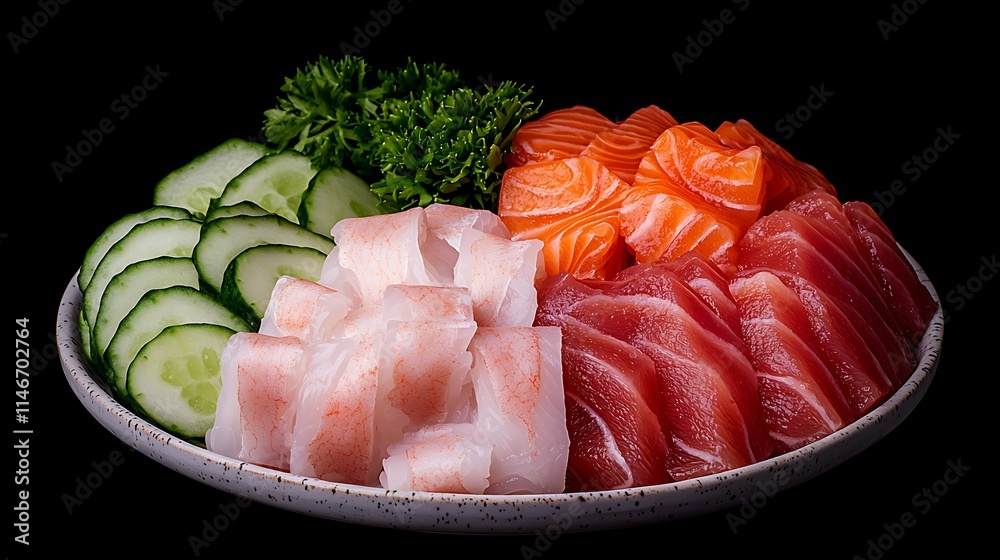 Sashimi Platter with Salmon, Tuna, and Shrimp Sashimi Platter with Salmon, Tuna, and Shrimp