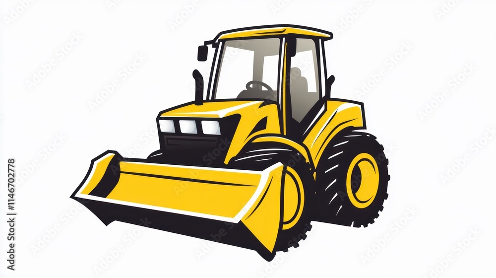 Fototapeta premium Yellow tractor with front bucket.