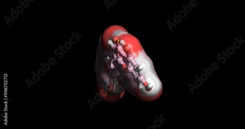 Luteolin, Flavone, nutraceutical, 3D molecule spinning 4K photo