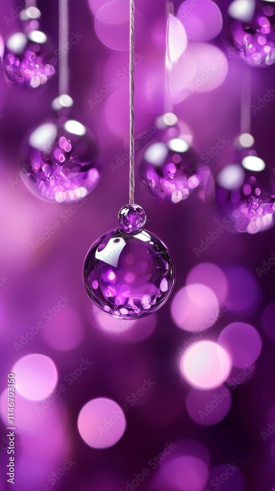 Fototapeta premium creative hanging elegant purple balls pattern wallpaper design, purple theme 