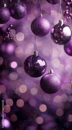 creative hanging elegant purple balls pattern wallpaper design, purple theme 