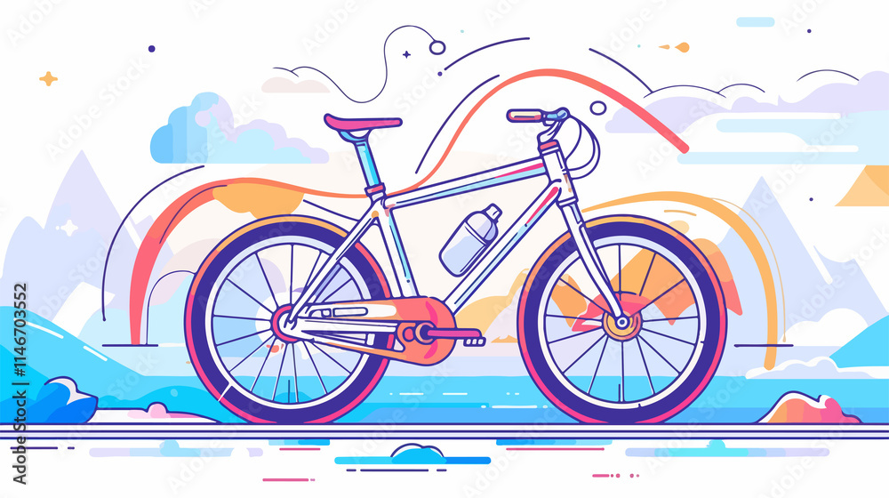 Fototapeta premium Colorful Cartoon Vector Illustration of Bicycle