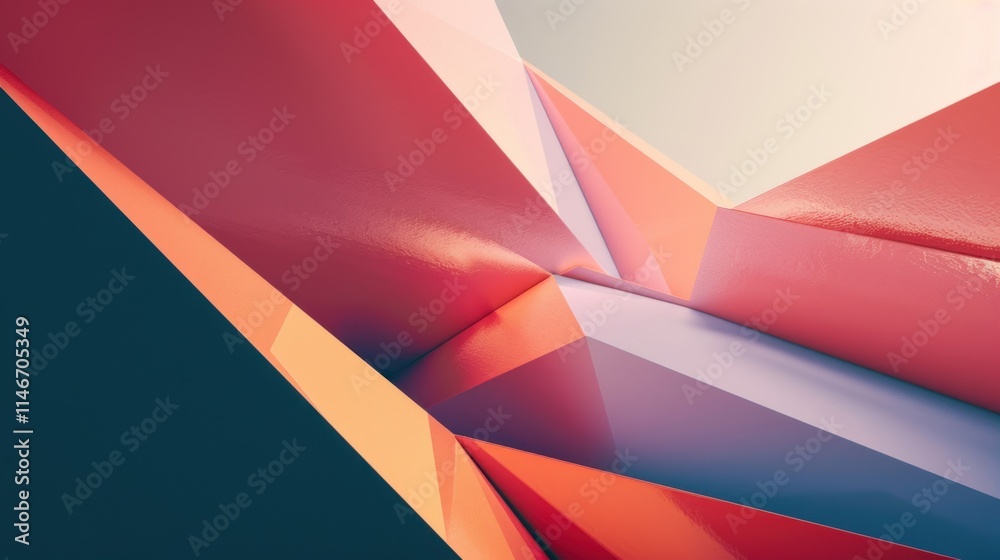 Abstract Geometric Composition: Interplay of Red, Orange, and Purple Polygons Abstract Geometric Composition: Interplay of Red, Orange, and Purple Polygons