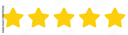 Five stars icon Vector. Five stars customer product rating review flat icon for apps and websites. 