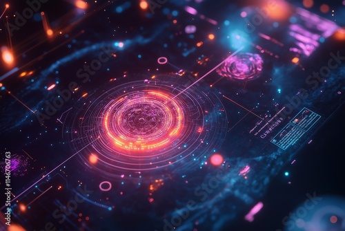 AI-driven storytelling in action, featuring a digital narrative creation interface with glowing algorithms and vibrant story elements, crafting captivating and dynamic plots.