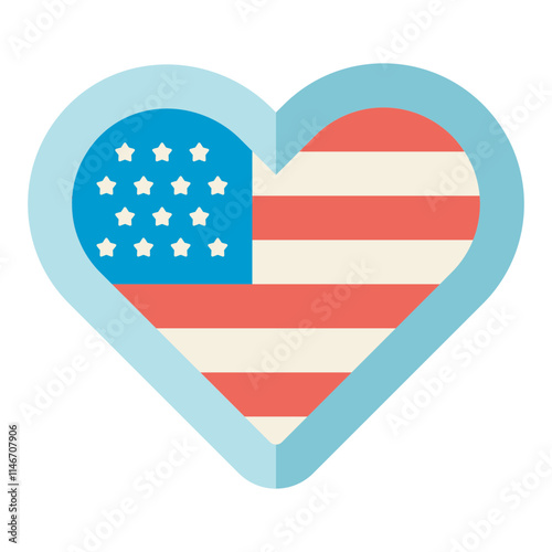 love symbol of united states of america flag flat illustration
