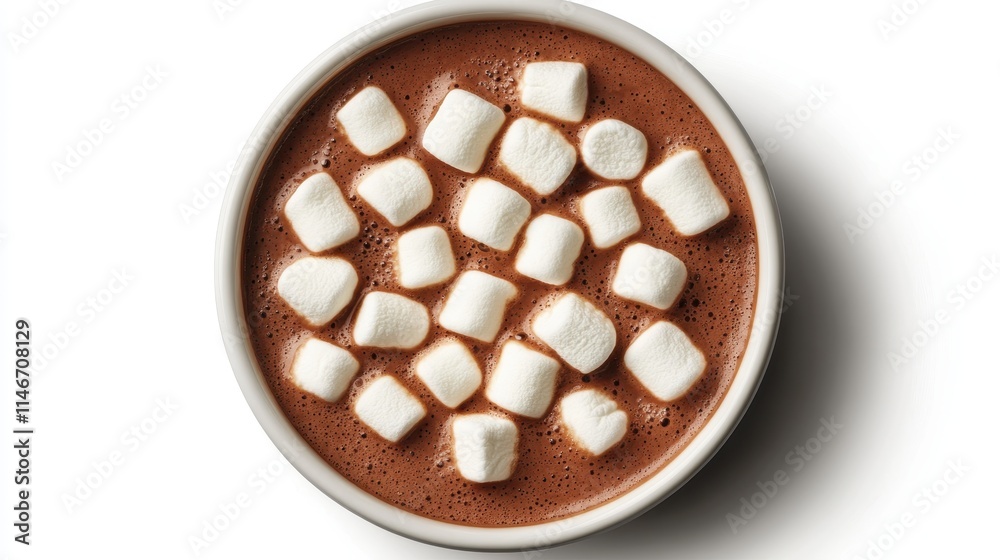 A cozy bowl of hot chocolate topped with fluffy marshmallows, perfect for a warm treat on a chilly day. A cozy bowl of hot chocolate topped with fluffy marshmallows, perfect for a warm treat on a chilly day.