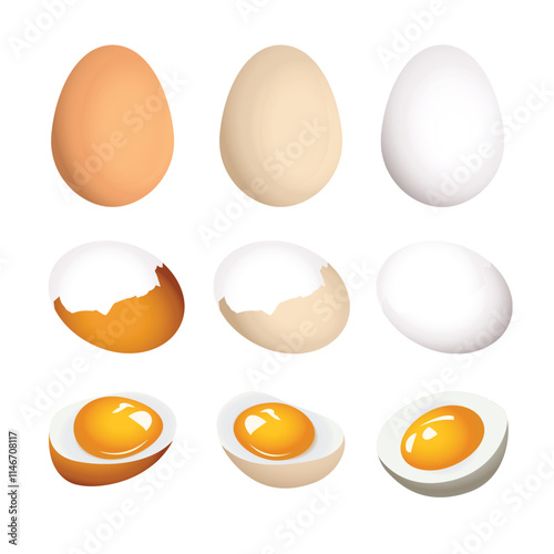 vercooked Hard-Boiled Eggs Illustration vector based drawing on whtie background photo