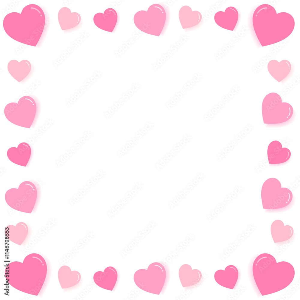 Heart frame.Pink border.Picture photo frame with empty space in the middle.Valentine's day element.Cute love icon Heart frame.Pink border.Picture photo frame with empty space in the middle.Valentine's day element.Cute love icon