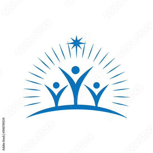 Wave of Unity – Flowing figures forming a wave of synchronized effort logo