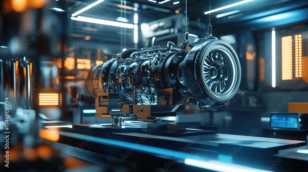 Fototapeta premium A high-tech engineering lab where an advanced engine design is being created.