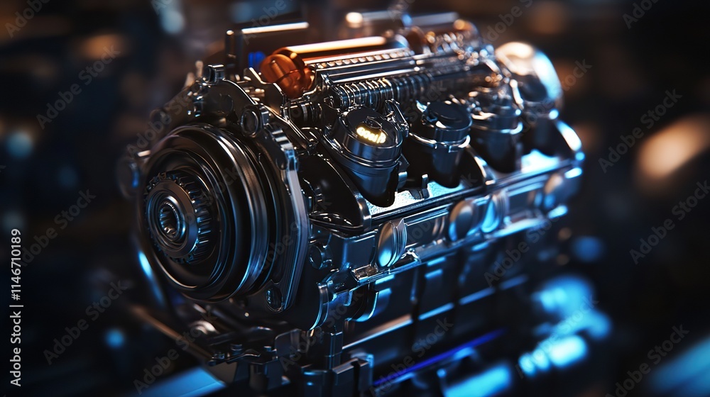 Fototapeta premium A next-generation automotive engine showcasing advanced fuel-saving technology.