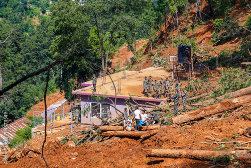 Landslides Caused by Heavy Rainfall in Tikabhairab, Southern Lalitpur, Nepal photo