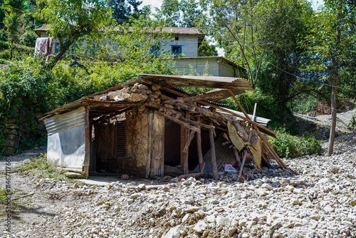 Nakhu River Flooding damaged Homes in Tikabhairab Region, Lalitpur, Nepal. photo