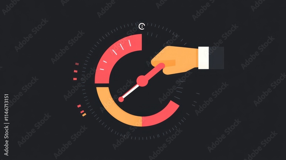 A graphic representation of a hand adjusting a gauge or dial. A graphic representation of a hand adjusting a gauge or dial.