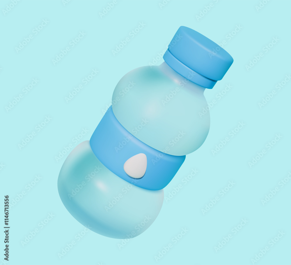 3D Water Bottle with Drop Symbol