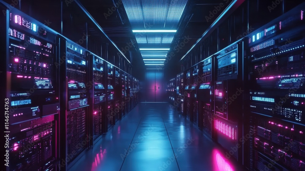 Fototapeta premium Futuristic Cryptocurrency Mining Rigs with Cutting-Edge GPUs